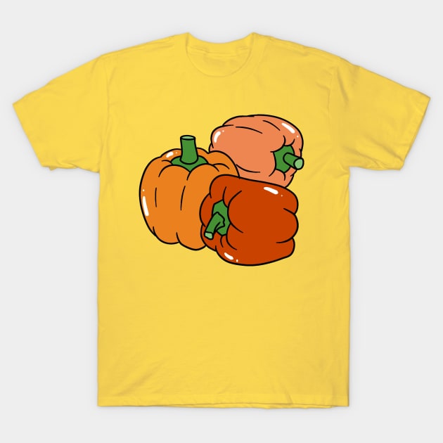 Three Orange Bell Peppers T-Shirt by saradaboru